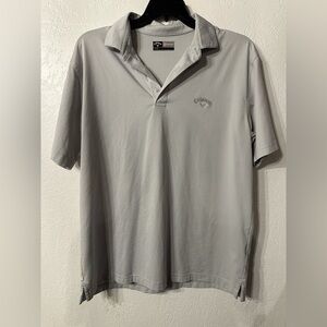 Callaway Golf Polo Shirt Men’s Large Gray White Performance Stripe Short Sleeve